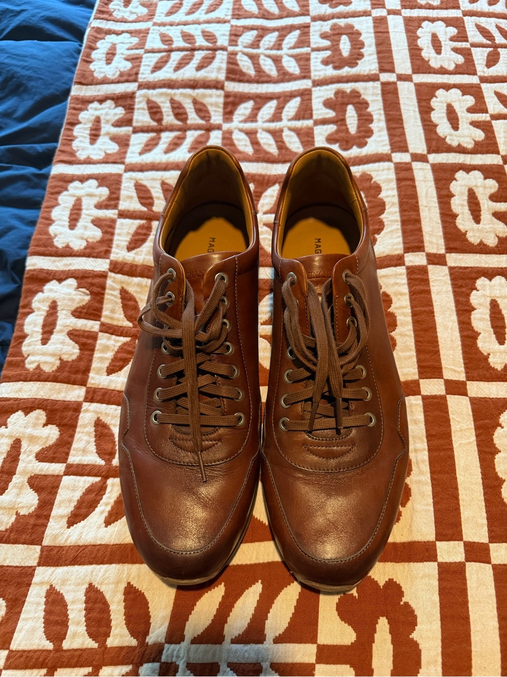 Magnanni Brown Leather Lace-Up Sneakers